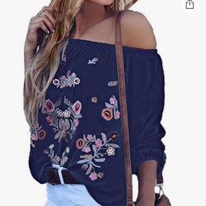 Off Shoulder Embroidered Top